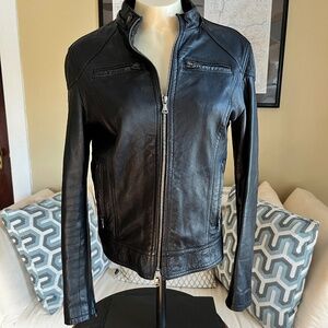 Vera Pelle SLIM FIT Black Leather Biker Moto Jacket Made in Italy